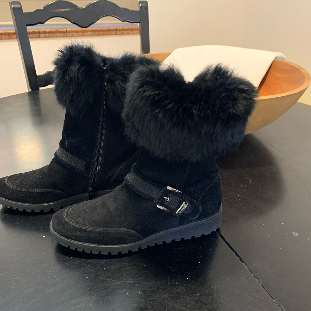 Fur Lined Stuart Weitzman Black Ankle Boots Sz5